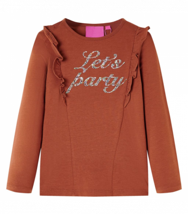 Kids' T-shirt with Long Sleeves Cognac 128