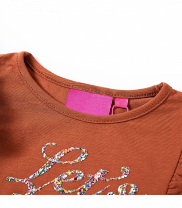 Kids' T-shirt with Long Sleeves Cognac 128