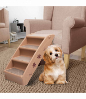 vidaXL Folding Dog Stairs Brown 62x40x49.5 cm