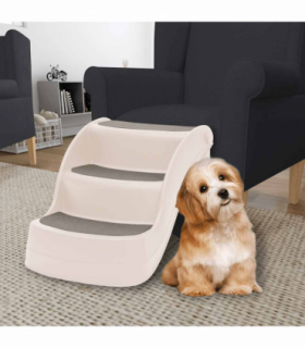 vidaXL Folding 3-Step Dog Stairs Cream 50x38x38 cm Plastic