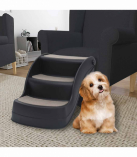 vidaXL Folding 3-Step Dog Stairs Black