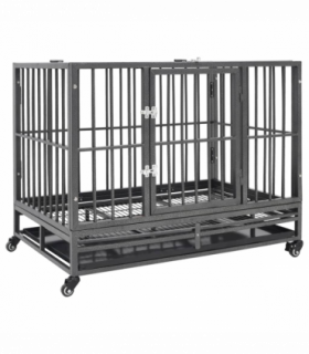 vidaXL Dog Cage with Wheels Steel 102x72x85 cm