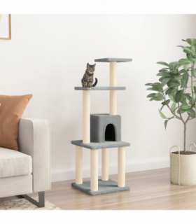 vidaXL Cat Tree with Sisal Scratching Posts Light Grey 105 cm