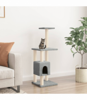 vidaXL Cat Tree with Sisal Scratching Posts Light Grey 104 cm