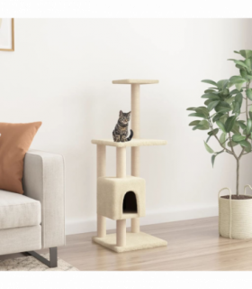 vidaXL Cat Tree with Sisal Scratching Posts Cream 104 cm