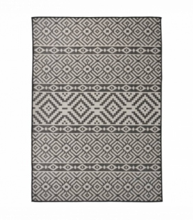 vidaXL Outdoor Flatweave Rug 140x200 cm Black Stripes