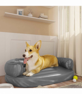 vidaXL Ergonomic Foam Dog Bed Grey 75x53 cm Faux Leather