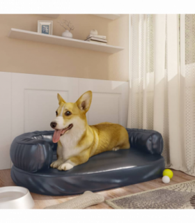vidaXL Ergonomic Foam Dog Bed Dark Blue 75x53 cm Faux Leather