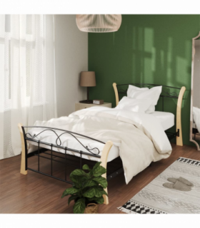 vidaXL Bed Frame without Mattress Black Metal 100x200 cm