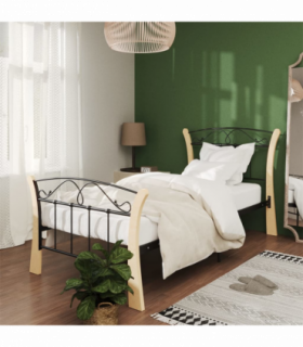 vidaXL Bed Frame without Mattress Black Metal 90x200 cm