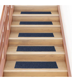 vidaXL Stair Mats Self-adhesive 15 pcs 76x20 cm Grey Blue Rectangular