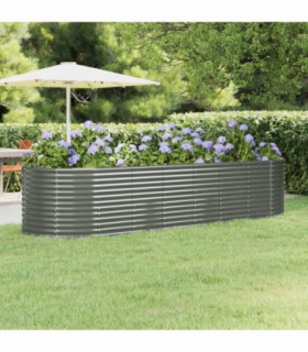 vidaXL Garden Raised Bed Galvanised Steel 322x100x68 cm Grey