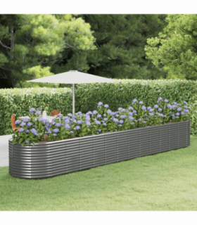 vidaXL Garden Raised Bed Grey 554x100x68 cm Powder-coated Steel