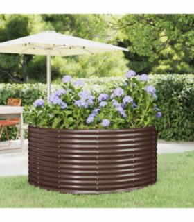 vidaXL Garden Raised Bed Brown 140x140x68 cm Galvanised Steel