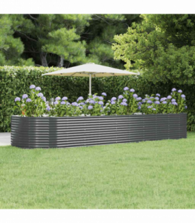 vidaXL Garden Raised Bed Anthracite 447x140x68 cm Galvanised Steel
