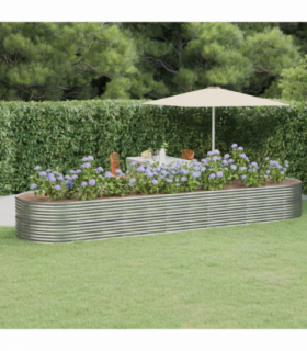 vidaXL Garden Raised Bed Powder-coated Steel 510x140x68 cm Silver