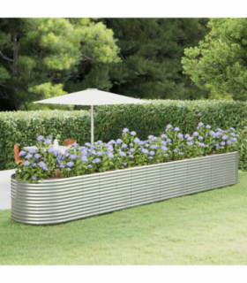 vidaXL Garden Raised Bed Silver 554x100x68 cm Powder-coated Steel