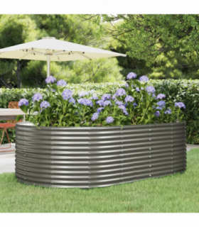 vidaXL Garden Raised Bed Grey 212x140x68 cm Galvanised Steel