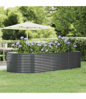 vidaXL Garden Raised Bed Anthracite 291x140x68 cm Galvanised Steel