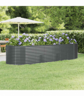 vidaXL Garden Raised Bed Galvanised Steel 322x100x68 cm Anthracite