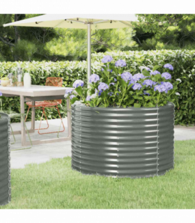 vidaXL Garden Raised Bed Galvanised Steel 100x100x68 cm Grey