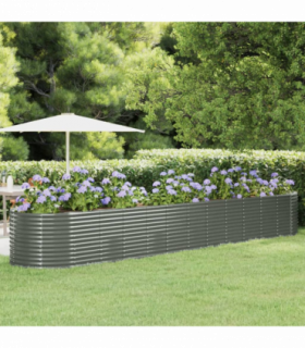vidaXL Garden Raised Bed Powder-coated Steel 507x100x68 cm Grey
