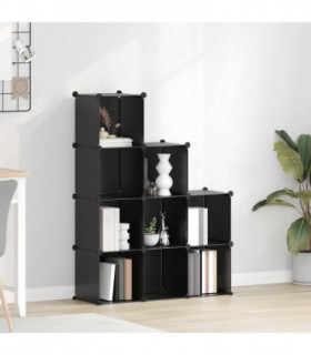 vidaXL Storage Cube Organiser with 9 Cubes Black PP