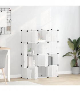 vidaXL Storage Cube Organiser with 12 Cubes and Doors Transparent PP