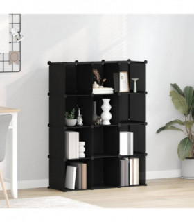 vidaXL Storage Cube Organiser with 12 Cubes Black PP