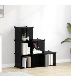 vidaXL Storage Cube Organiser with 6 Cubes Black PP
