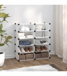vidaXL Shoe Rack Transparent 84x32x88.5 cm PP