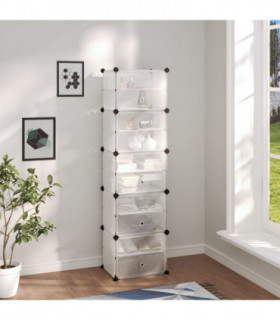vidaXL Shoe Rack Transparent 44x31.5x153.5 cm PP