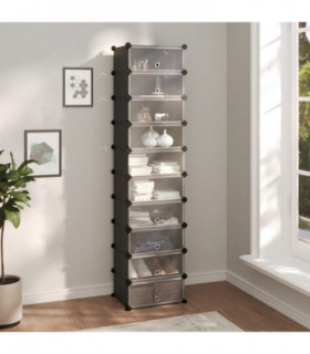 vidaXL Shoe Rack Black 44x32x174 cm PP