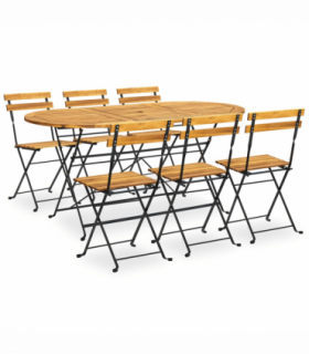 vidaXL 7 Piece Folding Outdoor Dining Set Solid Acacia Wood