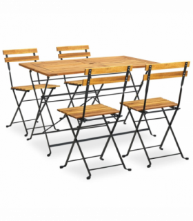 vidaXL 5 Piece Folding Outdoor Dining Set Solid Acacia Wood