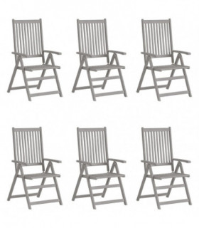 vidaXL Garden Reclining Chairs 6 pcs Grey Solid Acacia Wood