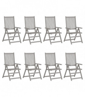 vidaXL Garden Reclining Chairs 8 pcs Grey Solid Acacia Wood