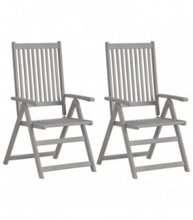 vidaXL Garden Reclining Chairs 2 pcs Grey Solid Acacia Wood