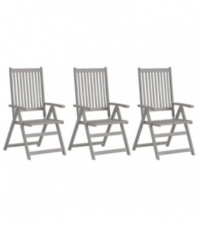 vidaXL Garden Reclining Chairs 3 pcs Grey Solid Acacia Wood