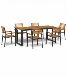 vidaXL 7 Piece Garden Dining Set Solid Wood Acacia and Metal