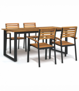 vidaXL 5 Piece Garden Dining Set Solid Wood Acacia and Metal