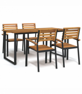 vidaXL 5 Piece Garden Dining Set Solid Wood Acacia and Metal