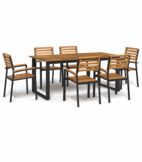 vidaXL 7 Piece Garden Dining Set Solid Wood Acacia and Metal