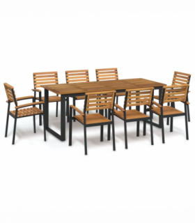 vidaXL 9 Piece Garden Dining Set Solid Wood Acacia and Metal