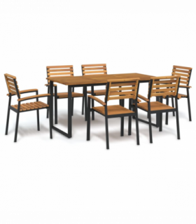 vidaXL 7 Piece Garden Dining Set Solid Wood Acacia and Metal