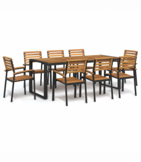 vidaXL 9 Piece Garden Dining Set Solid Wood Acacia and Metal