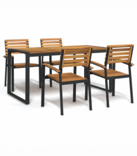 vidaXL 5 Piece Garden Dining Set Solid Wood Acacia and Metal
