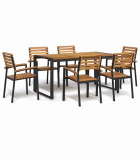 vidaXL 7 Piece Garden Dining Set Solid Wood Acacia and Metal