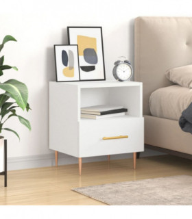 vidaXL Bedside Cabinet White 40x35x47.5 cm Engineered Wood