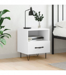 vidaXL Bedside Cabinet White 40x35x47.5 cm Engineered Wood